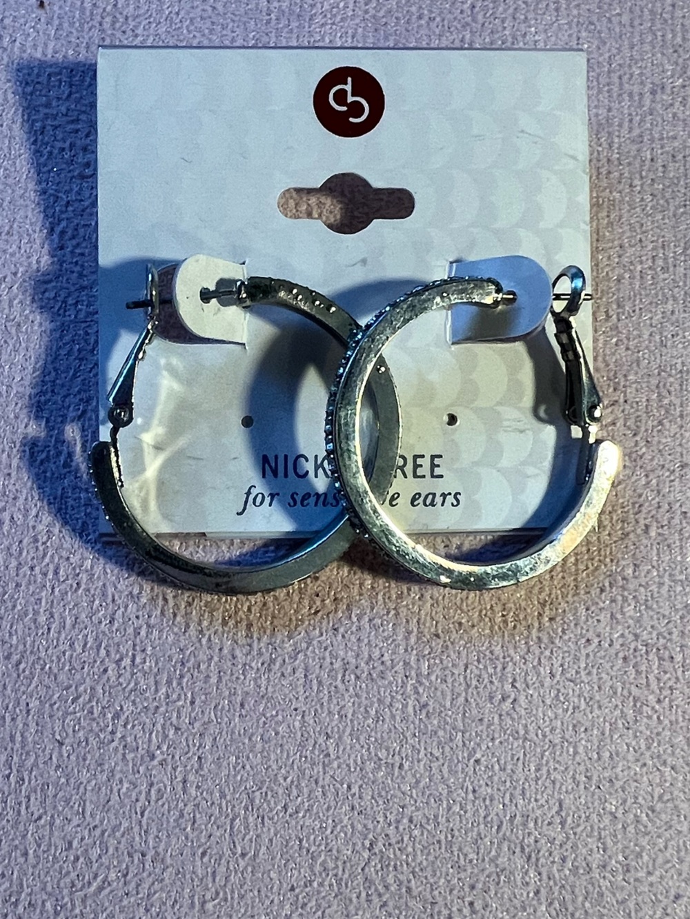 Silver-Tone Hoop Earrings with Rhinestones